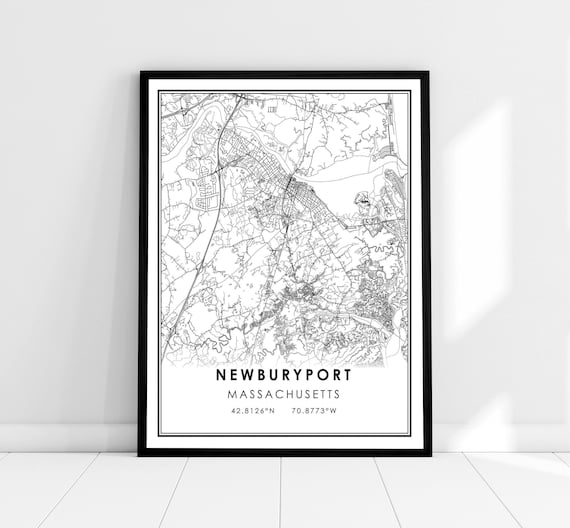 Newburyport Massachusetts Street Map Coordinates Line Art Poster