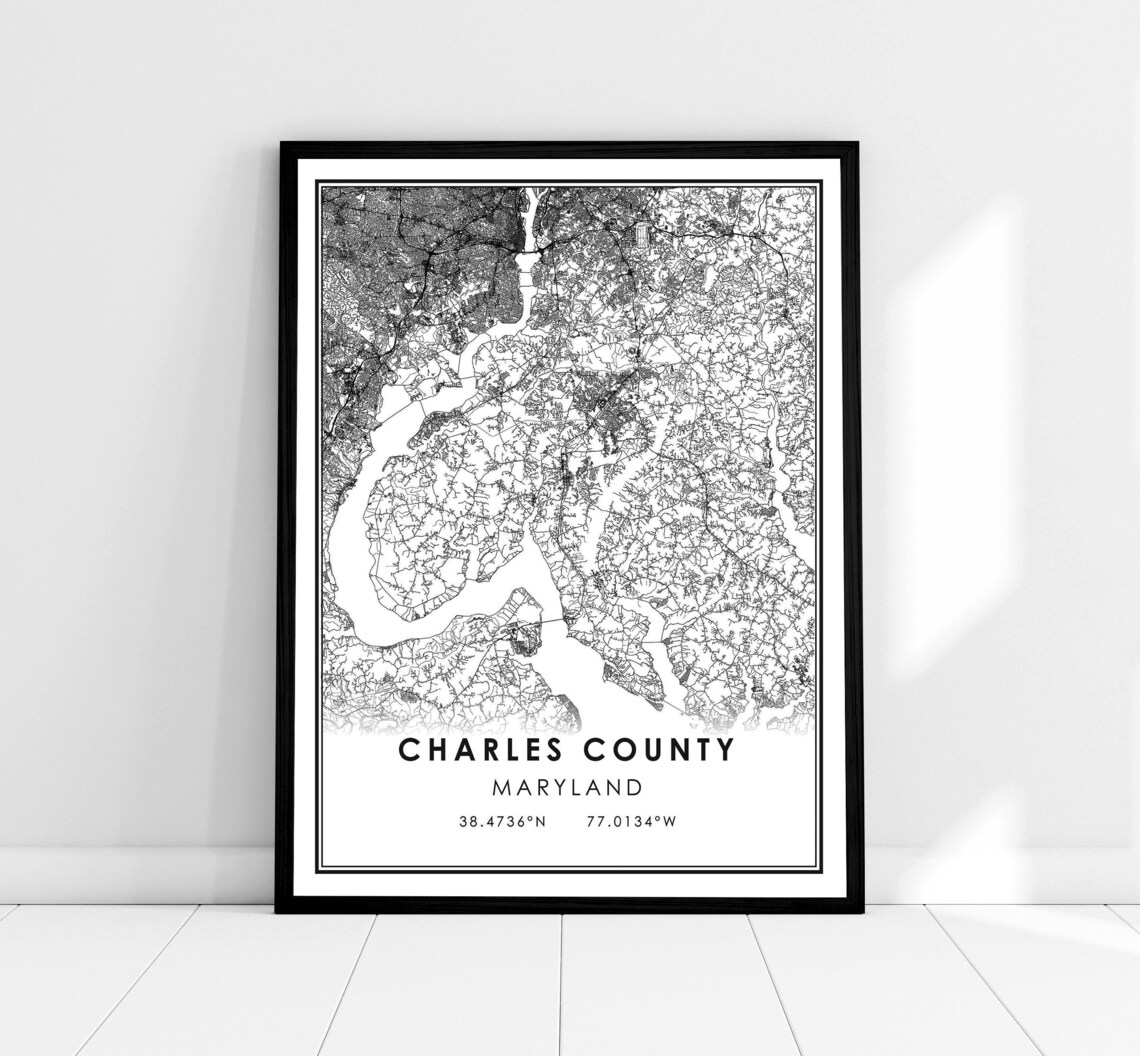 Charles County Maryland Minimalist Street Map Line Art Wall Poster