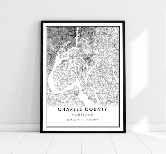 Charles County Maryland Minimalist Street Map Line Art Wall Poster
