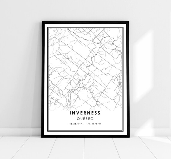 Inverness Quebec Minimalist City Street Map Modern Art Poster