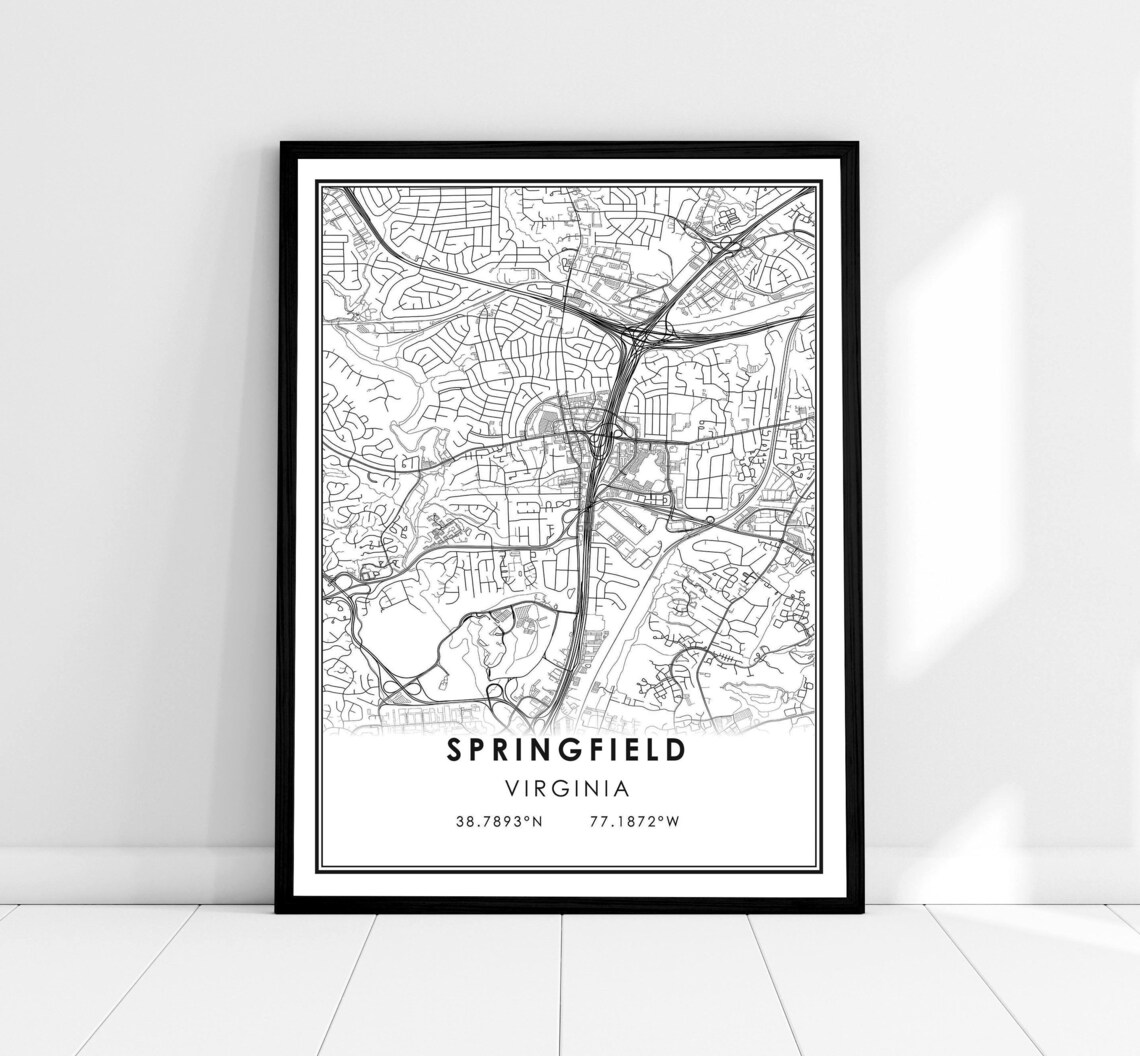 Springfield Map Travel Poster, Virginia City