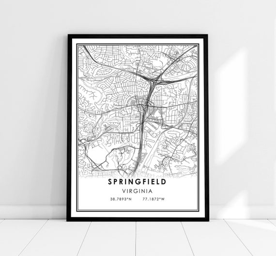 Springfield Map Travel Poster, Virginia City