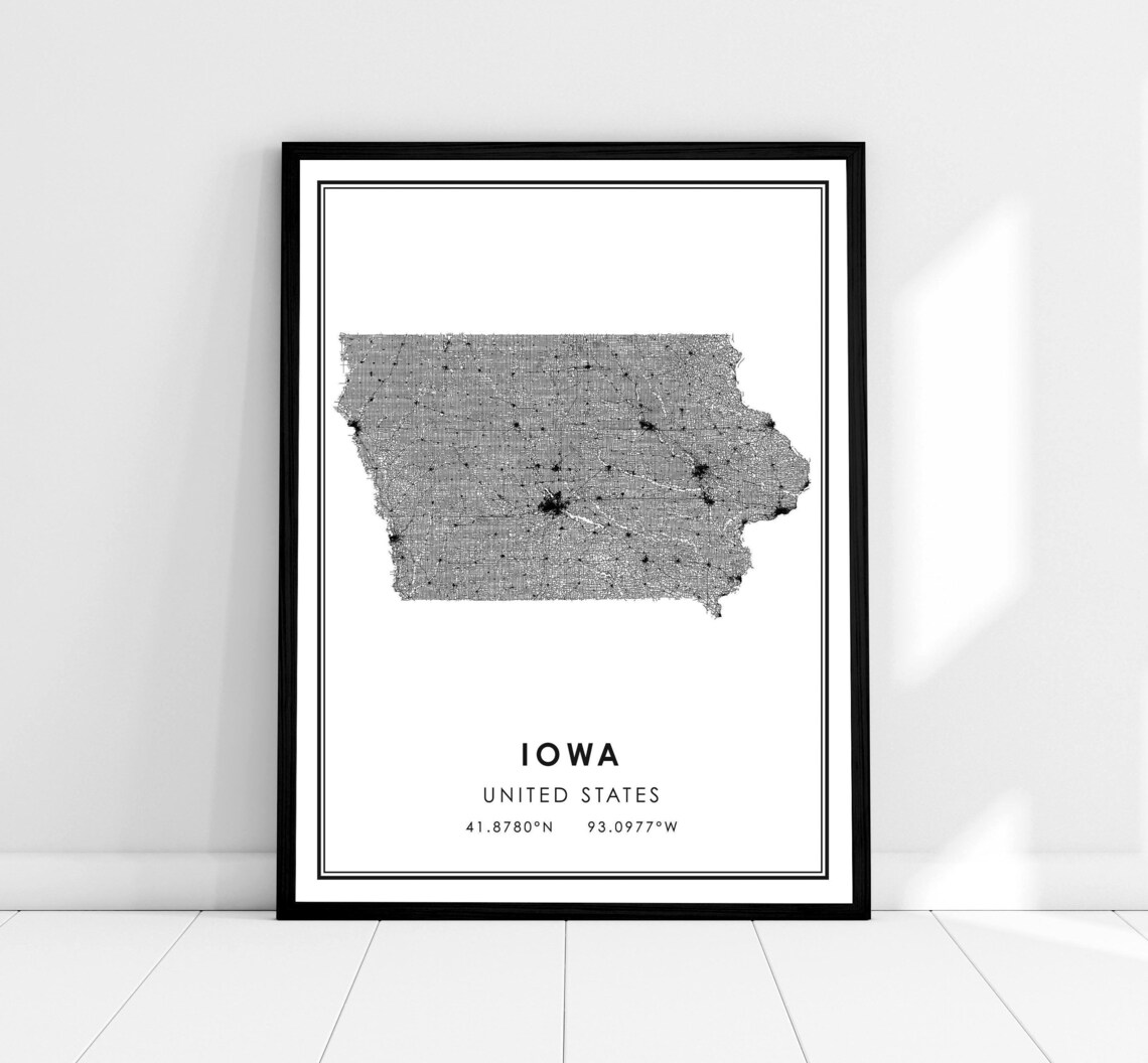 Iowa Map Print Poster, United States City