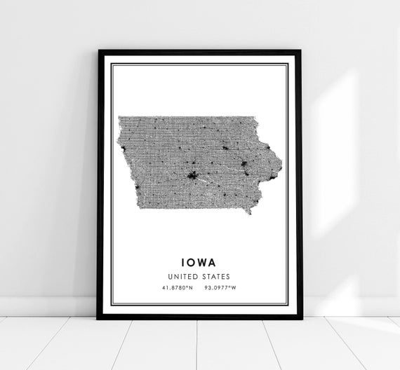 Iowa Map Print Poster, United States City