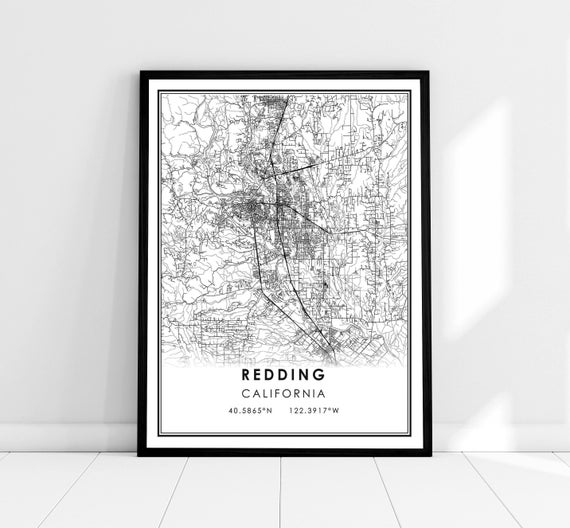 Redding Map Print, City Travel Poster