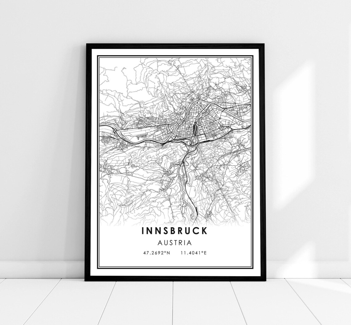 Innsbruck Map Print Poster, Austria City