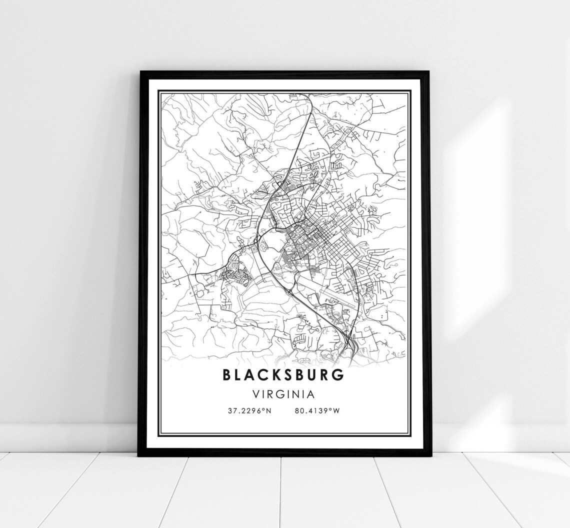Blacksburg Map Poster Print, Virginia City