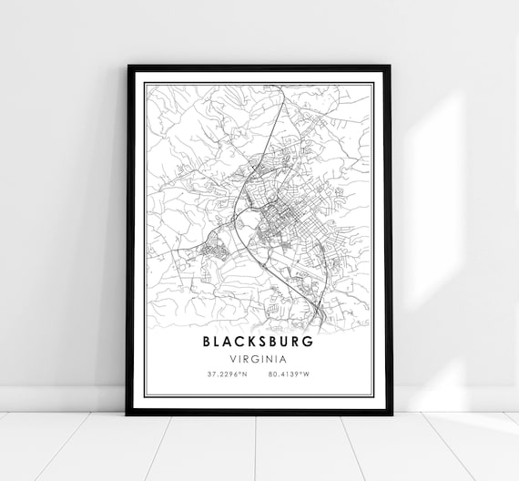 Blacksburg Map Poster Print, Virginia City
