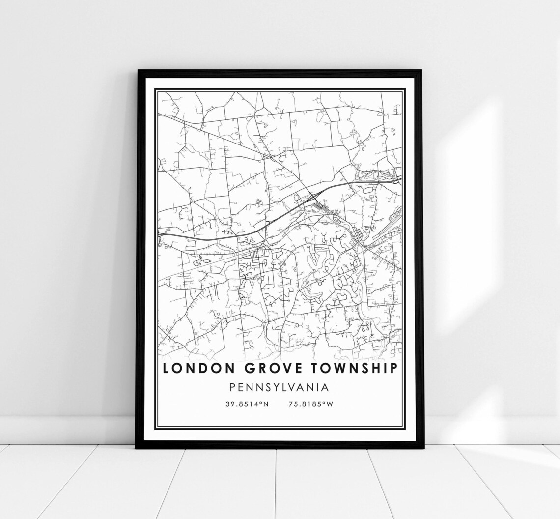 London Grove Township Pennsylvania City Map Minimalist Art Print