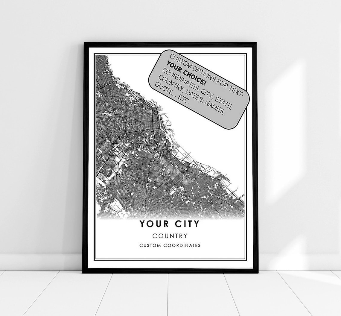 Custom Personalized City Map Poster, Hometown Roads