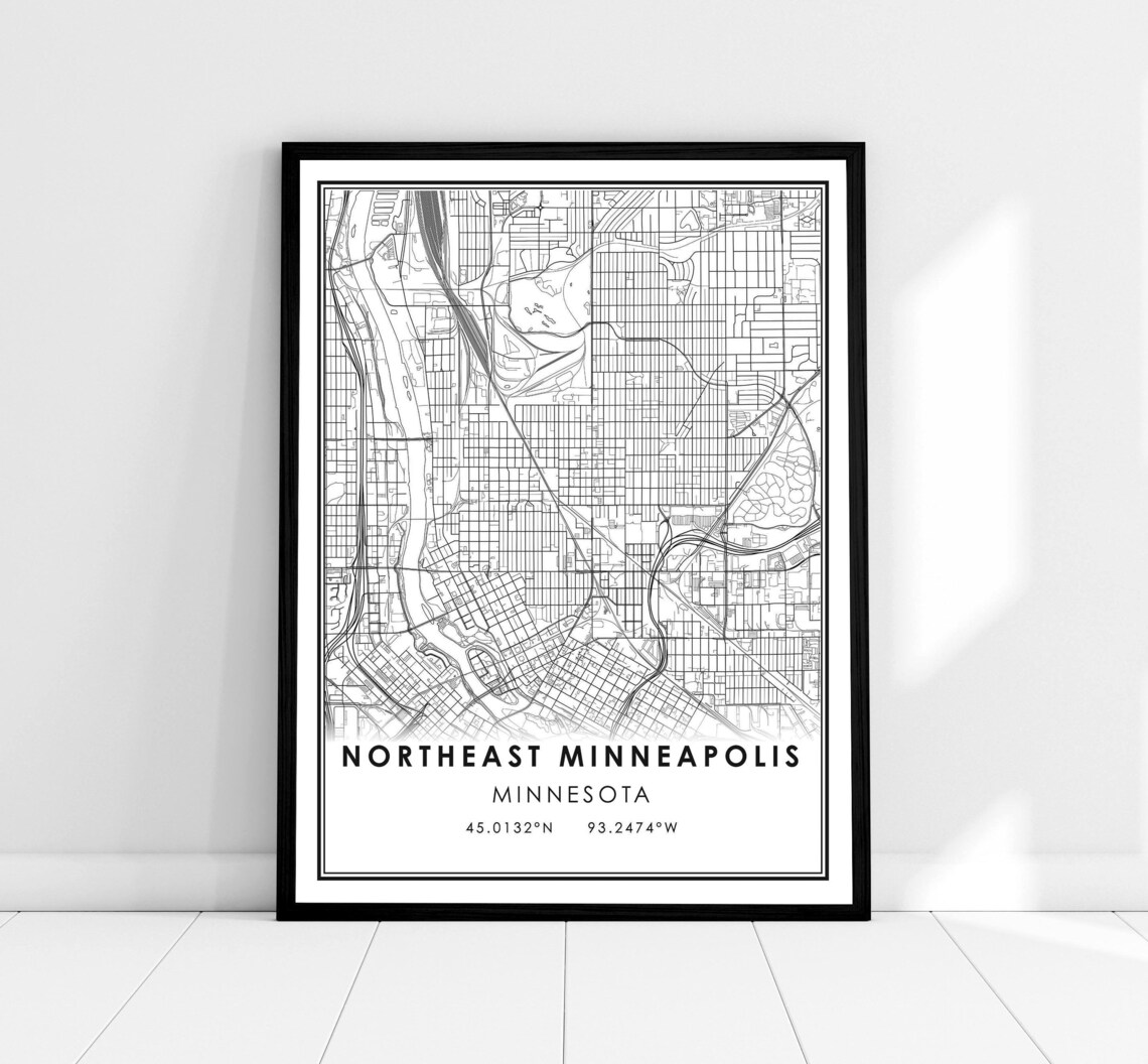 Northeast Minneapolis Map Print, Minnesota City