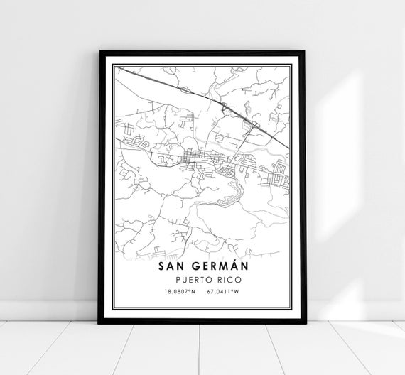 San German Map Print Poster, Puerto Rico City