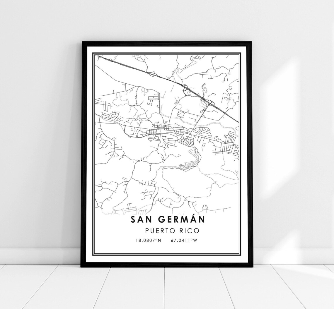 San German Map Print Poster, Puerto Rico City