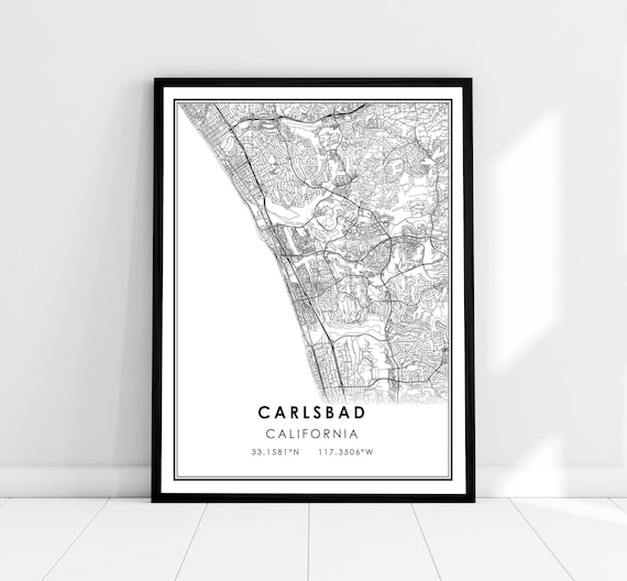 Carlsbad California Coastline City Map Minimalist Line Art Poster