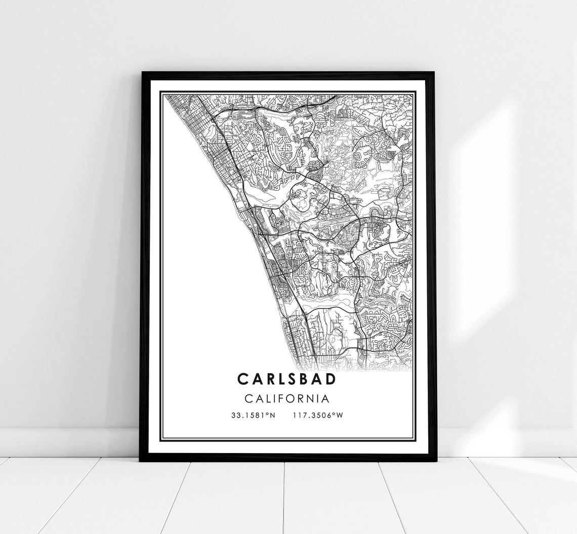 Carlsbad California Coastline City Map Minimalist Line Art Poster