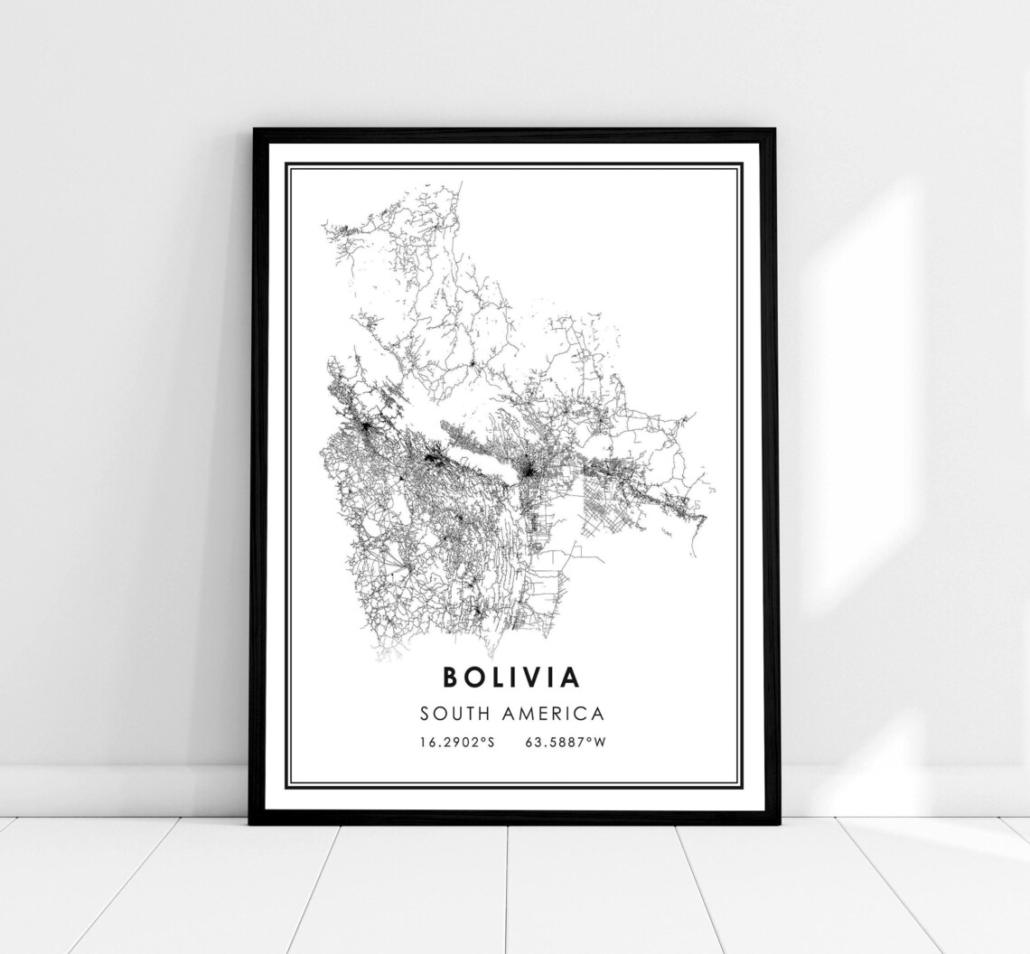 Bolivia Map Print, South America Travel Poster