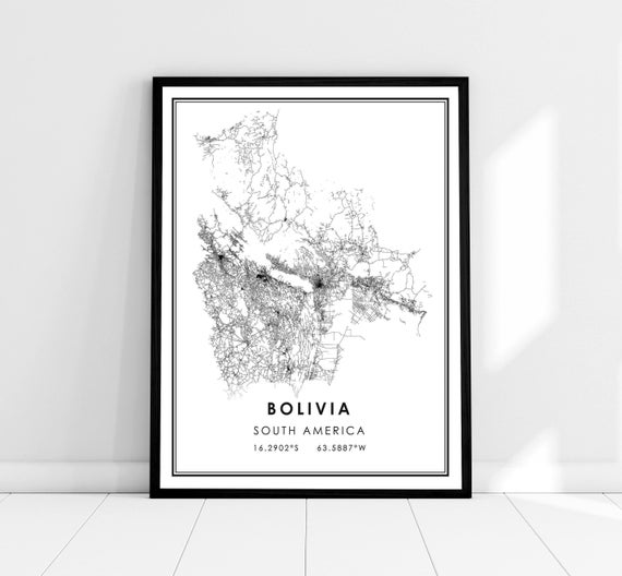 Bolivia Map Print, South America Travel Poster