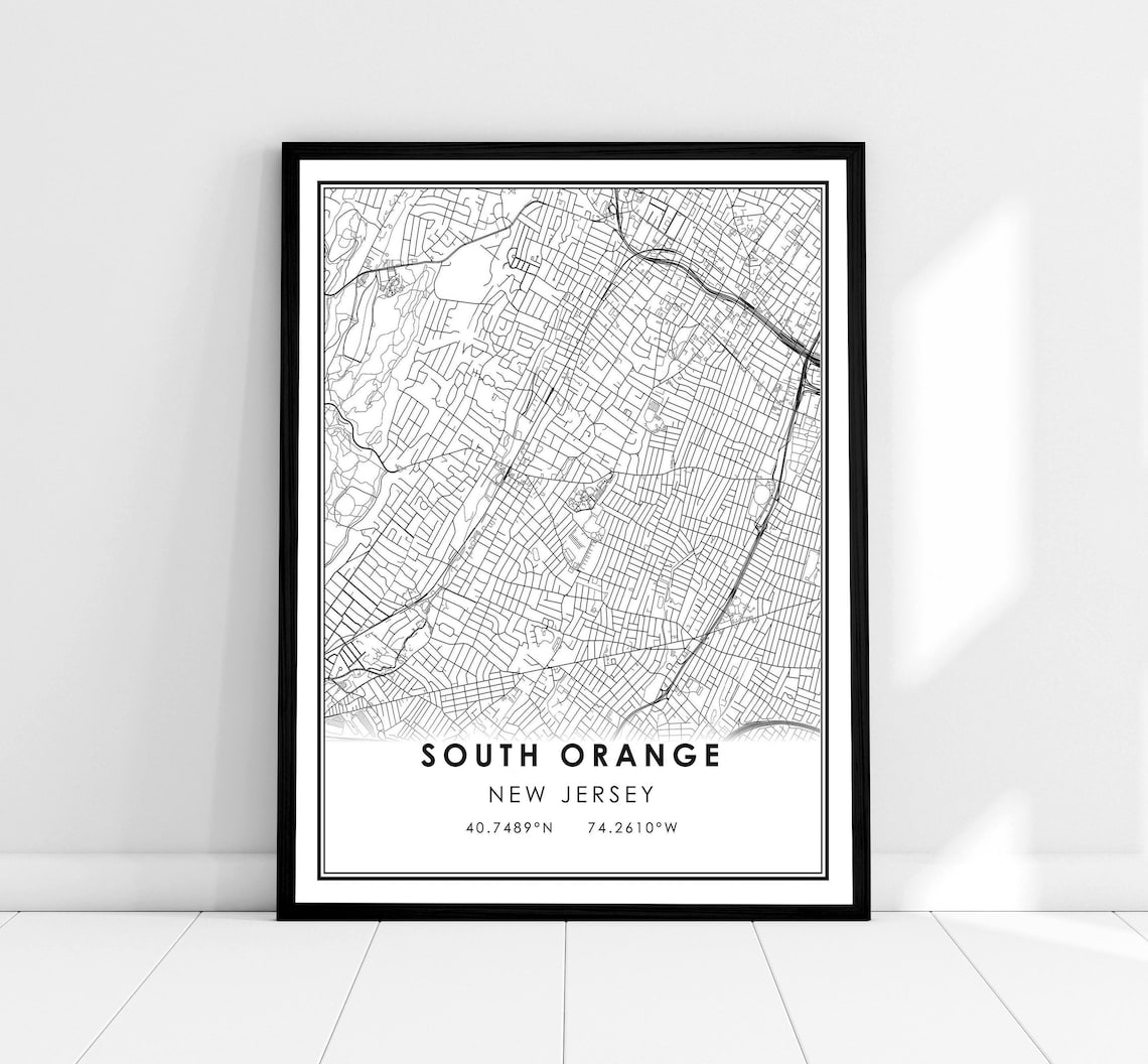 South Orange Map Print, New Jersey City Poster