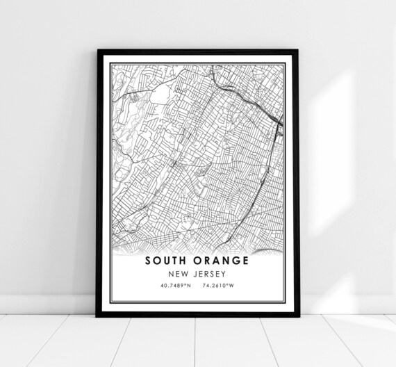 South Orange Map Print, New Jersey City Poster
