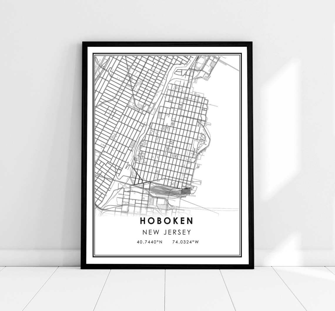 Hoboken Map Art Print, New Jersey City
