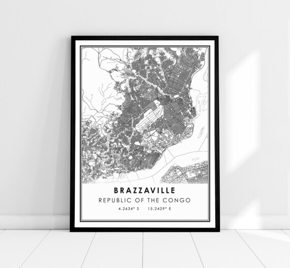 Brazzaville Republic of Congo Minimalist City Map Art Poster