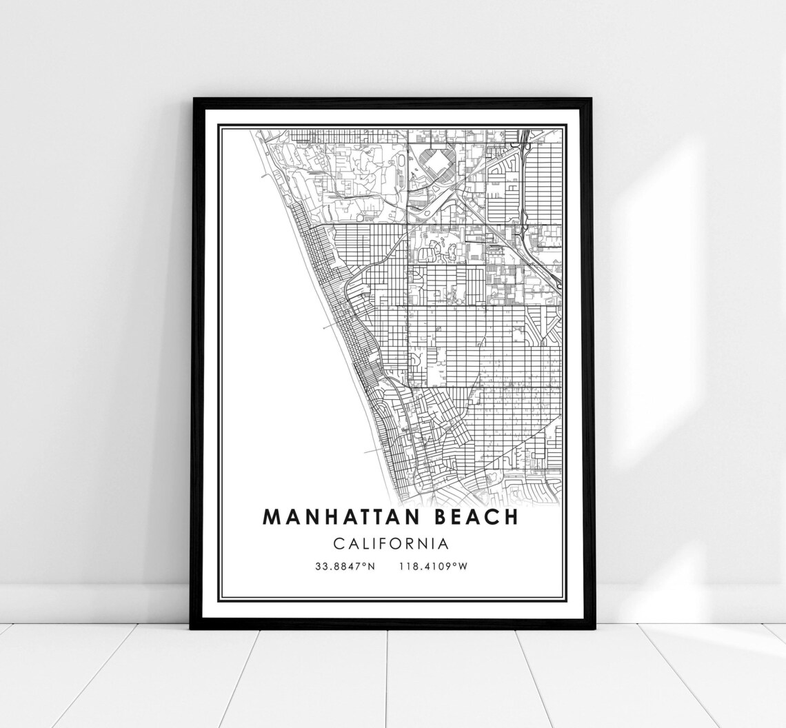 Manhattan Beach Map Print, Travel Poster