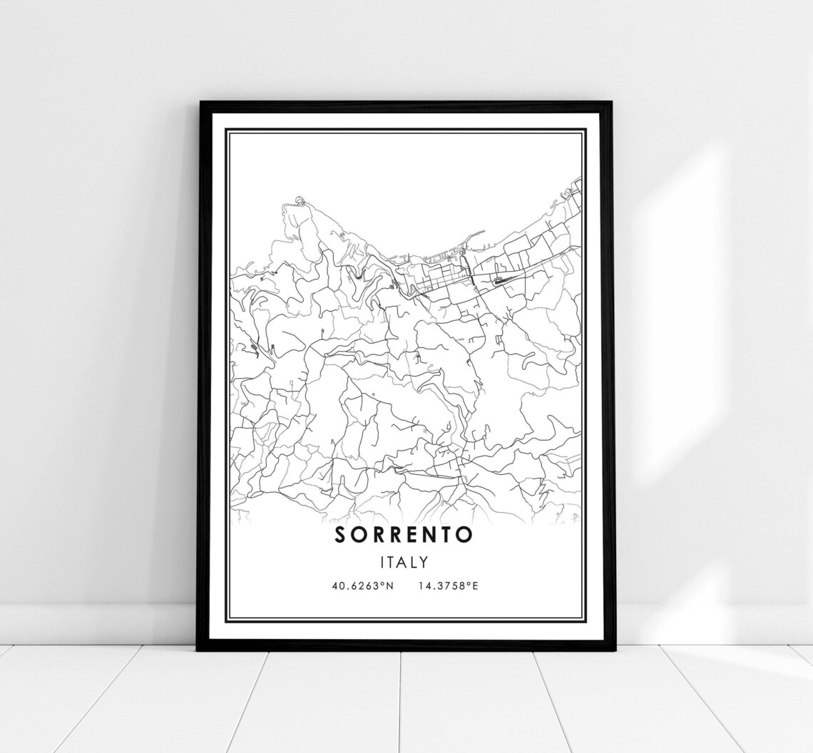 Sorrento Map Poster, Italy Travel Art Print