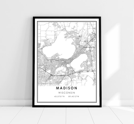 Madison Map Print Poster, Wisconsin City Travel
