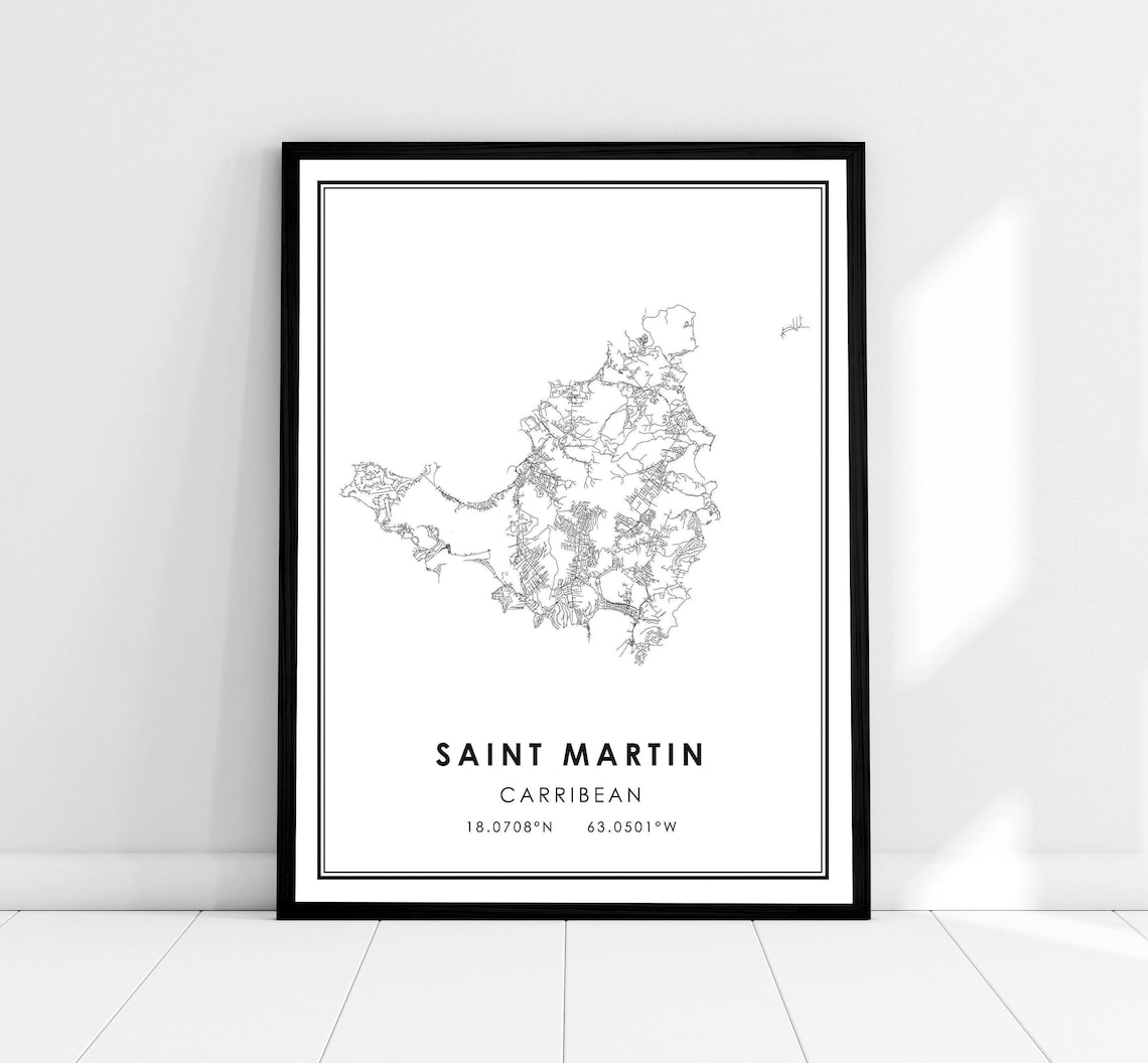 Saint Martin Country Map Travel Poster