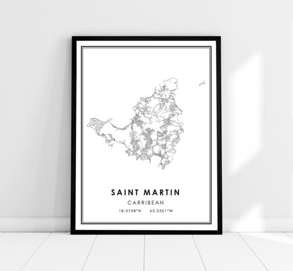 Saint Martin Country Map Travel Poster