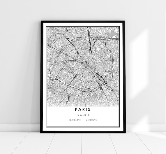 Paris Map Poster Print, France City Travel Decor