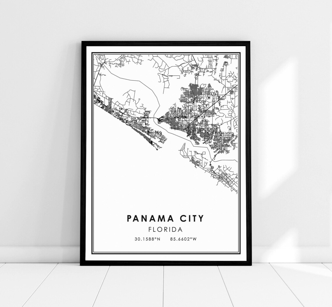 Panama, Florida Map Art Print, City Travel Poster
