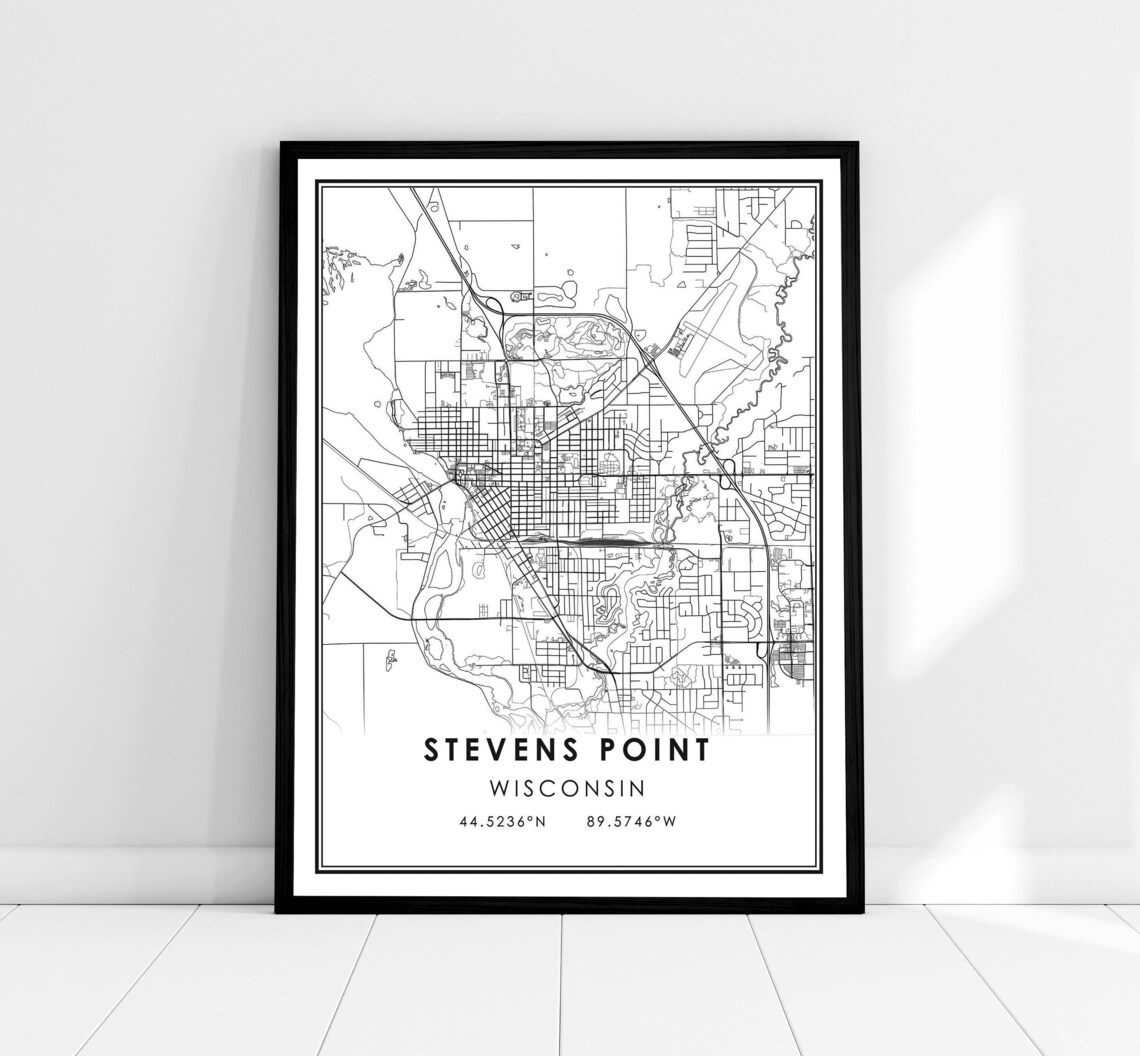 Stevens Point Map Print, Wisconsin City Travel Poster