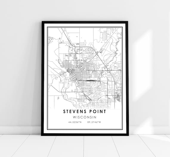 Stevens Point Map Print, Wisconsin City Travel Poster
