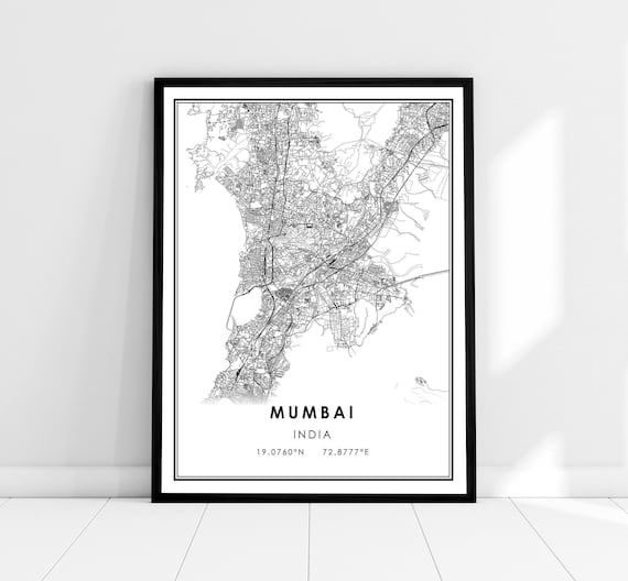 Mumbai Map Art Print, India City Travel Poster