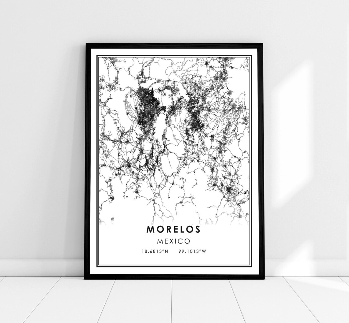 Morelos Map Print, Mexico City Travel Poster
