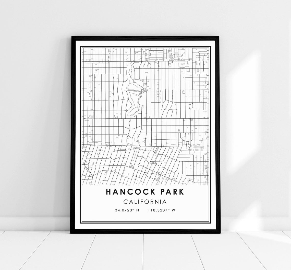 Hancock Park California City Map Minimalist Street Grid Poster