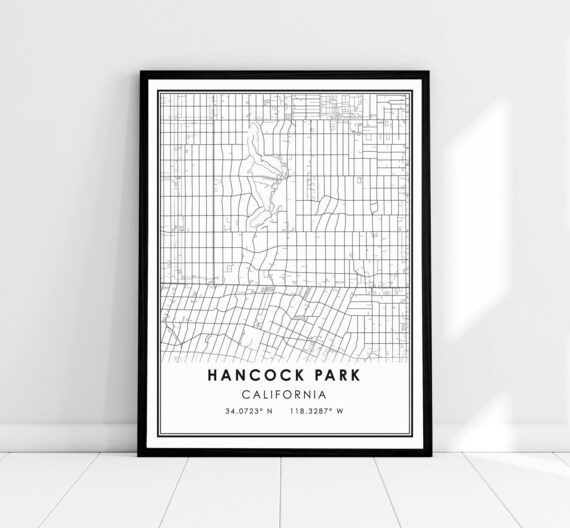 Hancock Park California City Map Minimalist Street Grid Poster