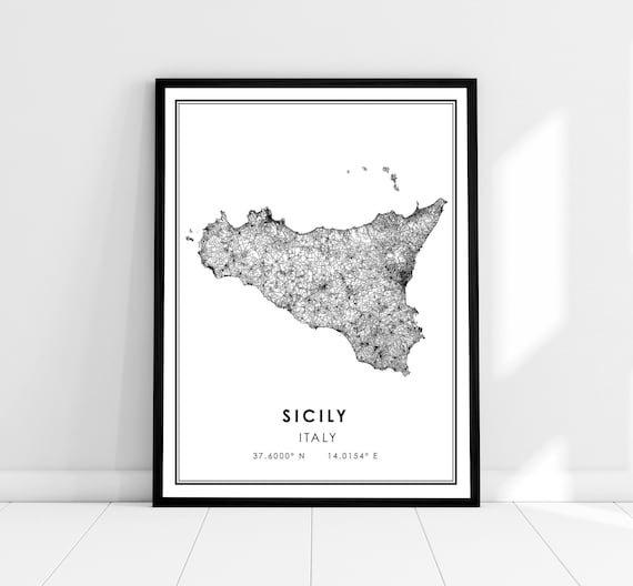 Sicily Map Travel Poster, Italy City Map
