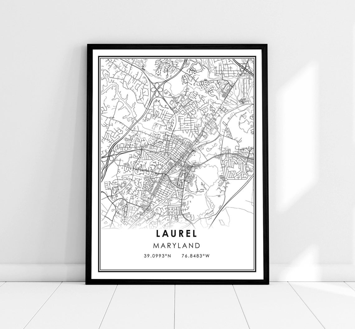 Laurel Maryland Map Travel Poster