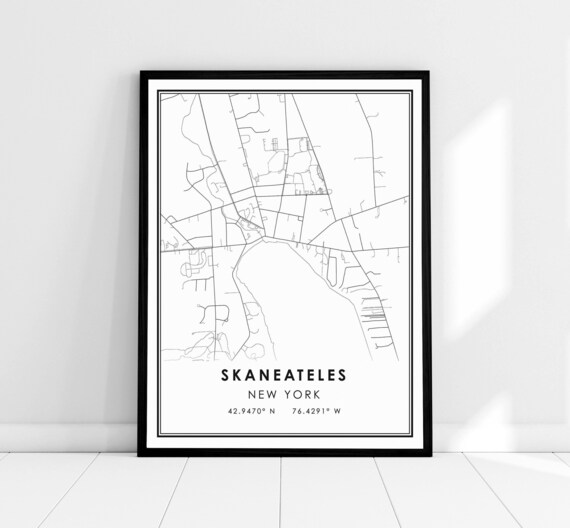 Skaneateles New York Minimalist City Map Black White Art Poster