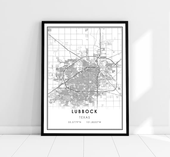 Lubbock Map Print, Texas City Travel Poster