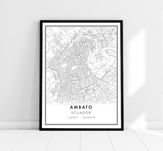 Ambato Ecuador Intricate City Street Map Minimalist Design Poster