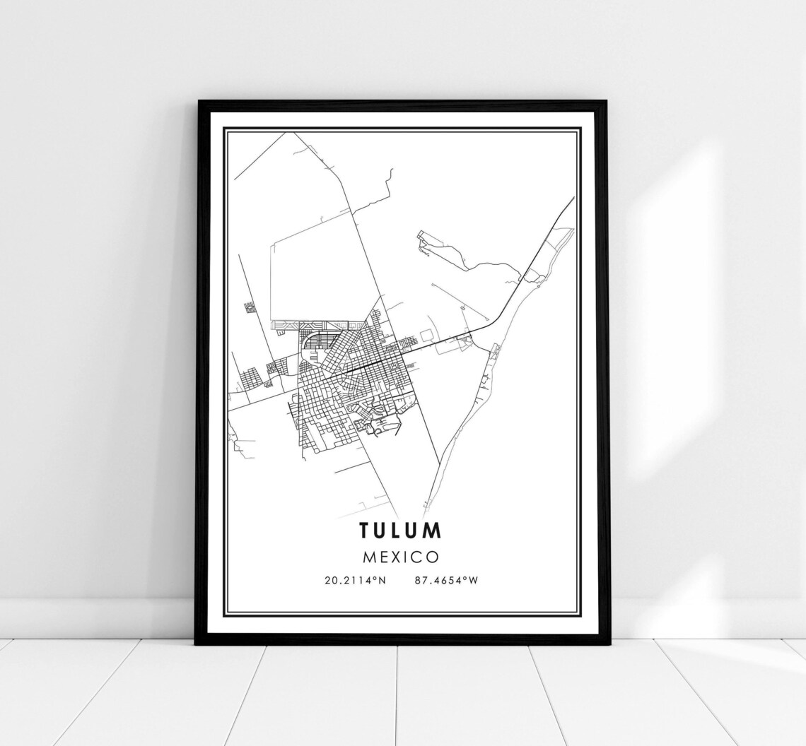 Tulum Map Print Poster, Mexico Travel Art