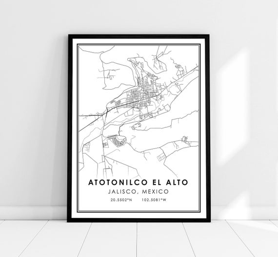 Atotonilco El Alto Map Poster, Mexico Travel Print