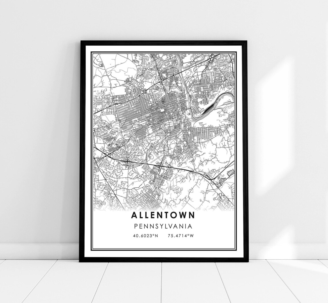 Allentown Pennsylvania Intricate City Street Map Design Poster