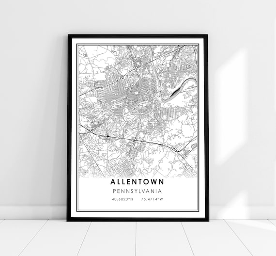 Allentown Pennsylvania Intricate City Street Map Design Poster