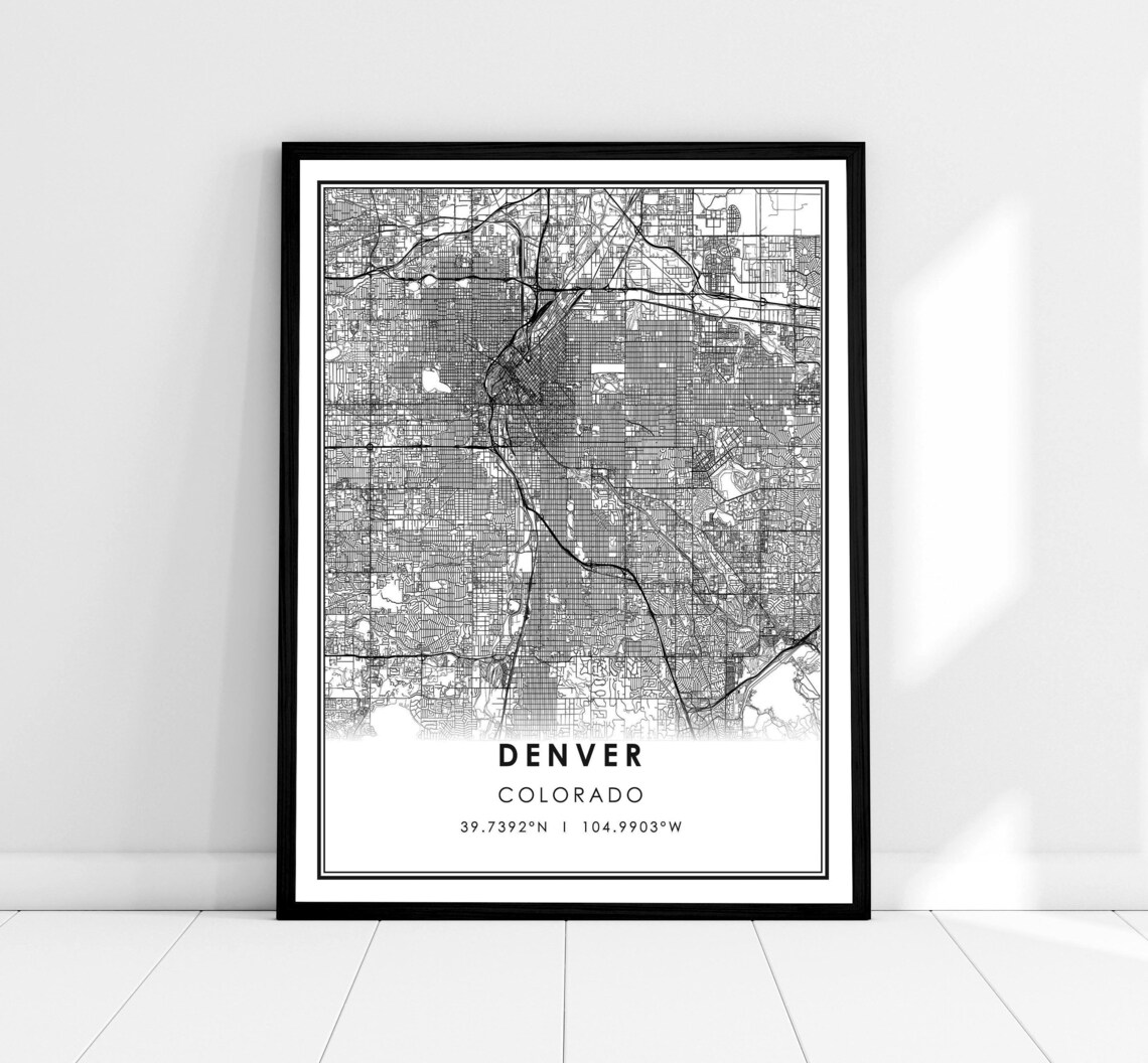 Denver Map Print, Colorado City Travel Poster