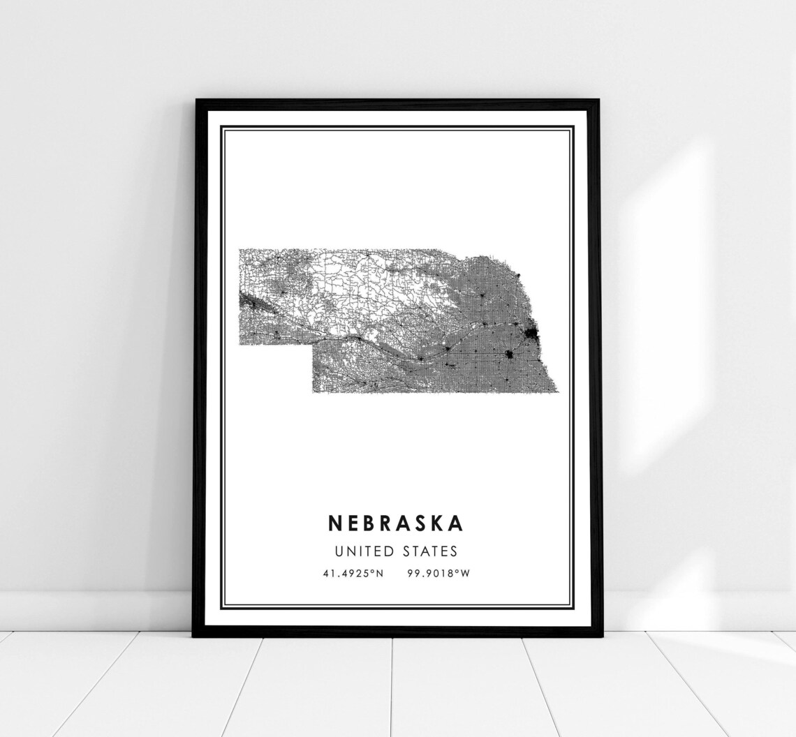 Nebraska United States Map Travel Poster