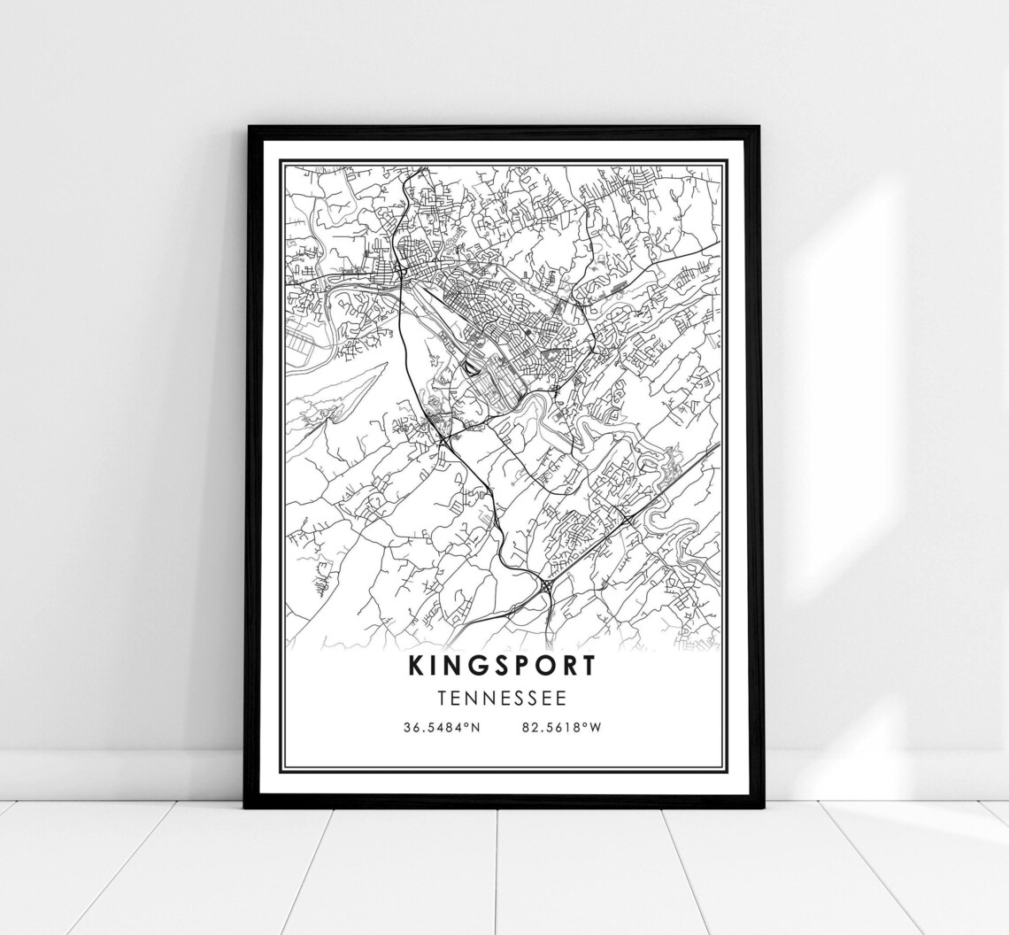 Kingsport Map Print Poster, Tennessee City Map